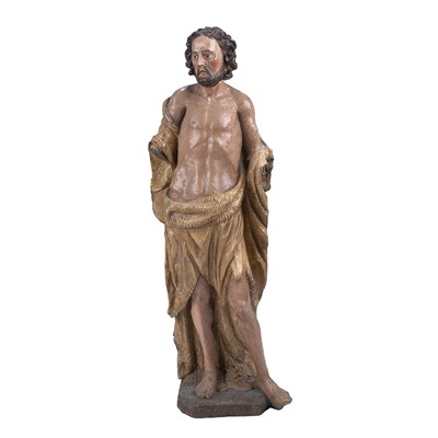 Lot 199 - Spanish Painted and Parcel Gilt Wood Figure of...