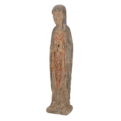 Lot 221 - French Polychrome Decorated Limestone Figure...