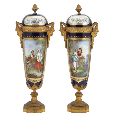 Lot 686 - Pair of Sevres Style Gilt-Bronze Mounted...