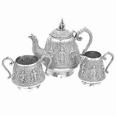 Lot 246 - Indian Silver Tea Service Comprising a teapot,...
