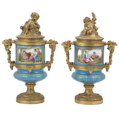 Lot 539 - Pair of Sevres Style Gilt-Bronze Mounted...