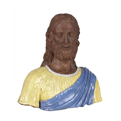Lot 143 - Continental Glazed Terra Cotta Bust Possibly...