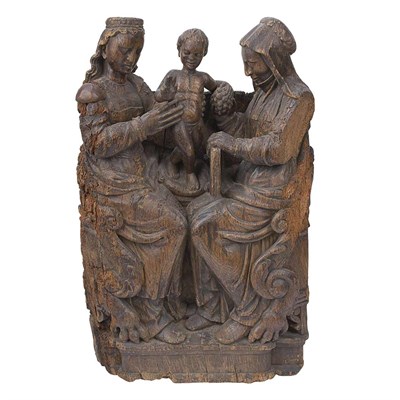 Lot 222 - Continental Walnut Figural Group Possibly...