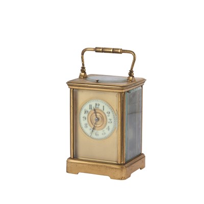 Lot 349 - French Gilt-Metal Carriage Clock With glazed...