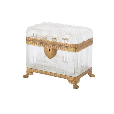Lot 286 - Empire Style Gilt-Metal Mounted Cut Glass Box...