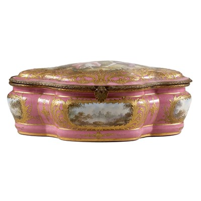Lot 147 - Sevres Style Gilt-Bronze Mounted Porcelain Box...