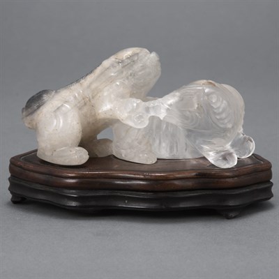 Lot 455 - Chinese Rock Crystal Animal Group 19th Century...