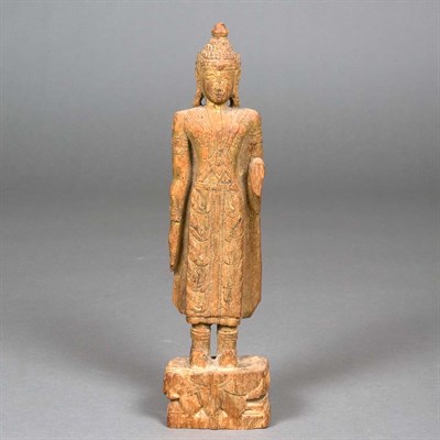 Lot 83 - Thai Wood Figure of a Standing Attendant 19th...