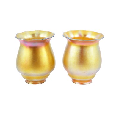 Lot 492 - Pair of Quezal Art Glass Shades Circa 1910...