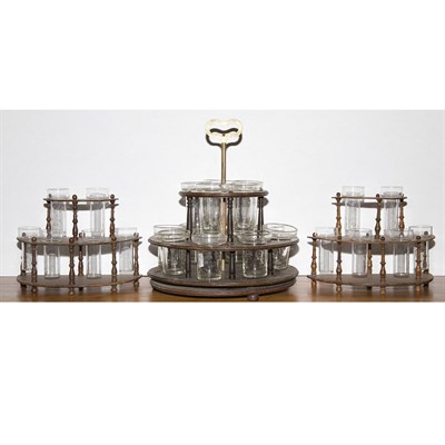 Lot 536 - Group of Three Wood and Glass Flower Stands...