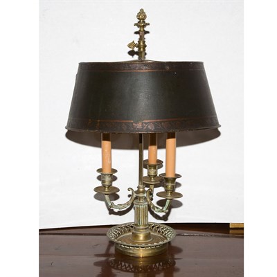 Lot 524 - Empire Style Bouillotte Lamp with Tole Shade...