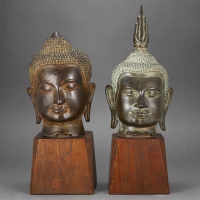Lot 18 - Two Khmer Bronze Heads 19th Century or earlier...