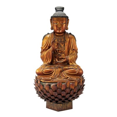 Lot 53 - Korean Gilt-Wood Teaching Buddha Choson...