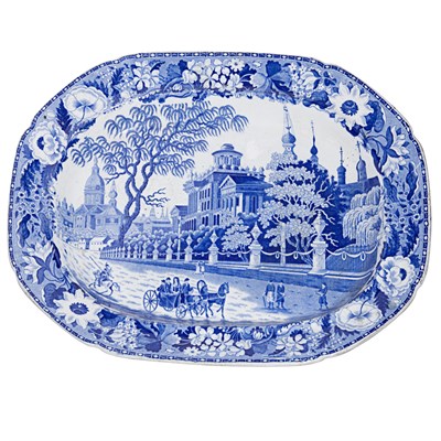 Lot 483 - English Transfer Printed Porcelain Platter on...