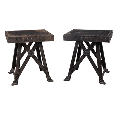 Lot 158 - Pair of Rustic Metal Side Tables Height 26...