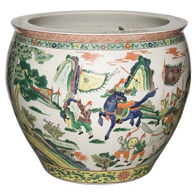 Lot 537 - Chinese Famille Verte Porcelain Fish Bowl...