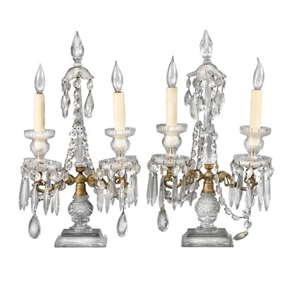 Lot 389 - Pair of George III Style Cut Colorless Glass...