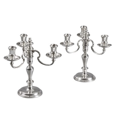 Lot 293 - Pair of Ensko Sterling Silver Three-Light...