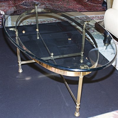 Lot 342 - Neoclassical Style Glass Top Gilt-Metal Low...