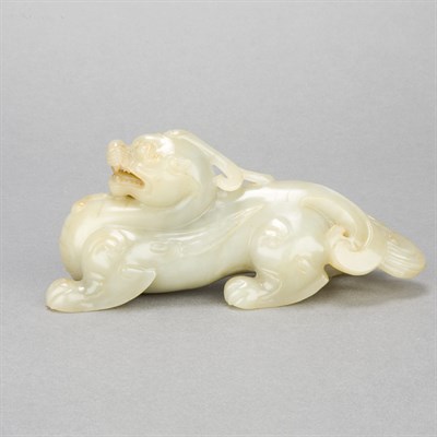 Lot 111 - Chinese Jade Qilin Carved in a striding pose,...