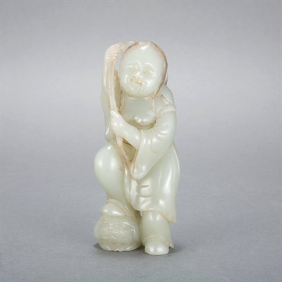 Lot 304 - Chinese Celadon Jade Figure 19th Century...