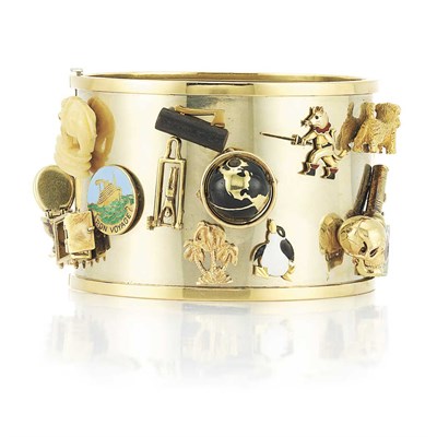 Lot 588 - Wide Gold Ornament Cuff Bangle Bracelet