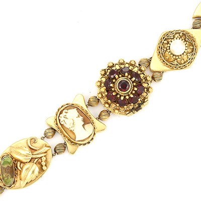 Lot 257 - Gold, Gem-Set and Hardstone Ornament Bracelet