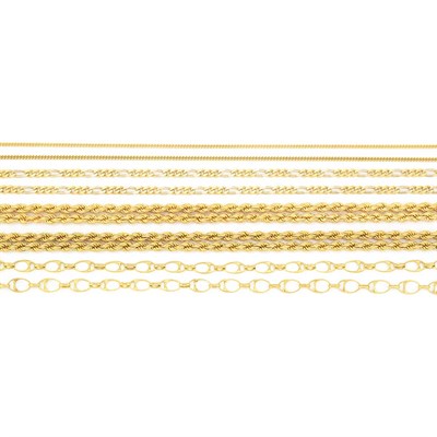 Lot 418 - Six Gold Chain Necklaces