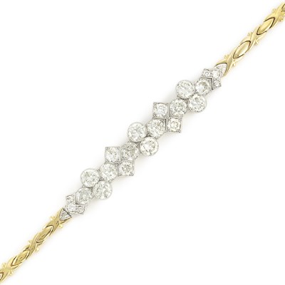 Lot 649 - Platinum, Gold and Diamond Bracelet