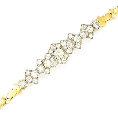 Lot 399 - Gold, Platinum and Diamond Bracelet