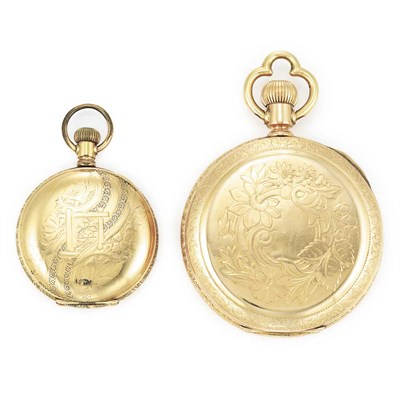 Lot 650 - Gold Open Face Pocket Watch and Gold-Filled Hunting Case Pocket Watch