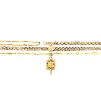 Lot 363 - Two Watch Fob Chains and Slide Chain Necklace