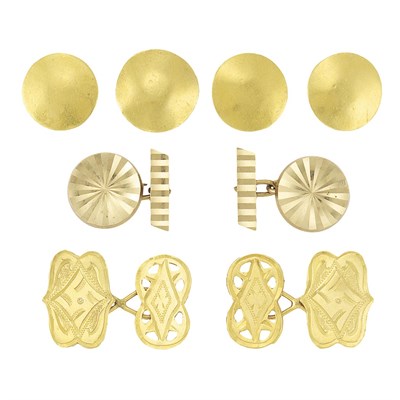 Lot 510 - Two Pairs of Gold Cufflinks and Four Buttons