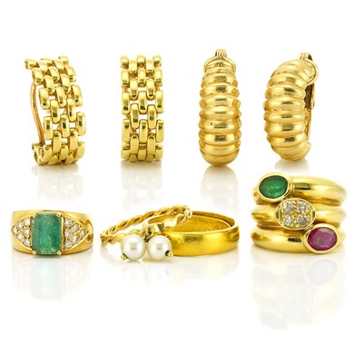 Lot 804 - Group of Gold, Gem-Set and Diamond Jewelry