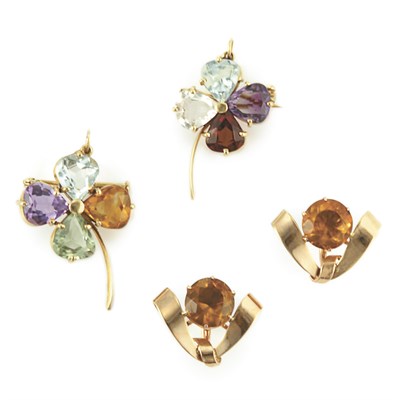 Lot 428 - Pair of Gold and Gem-Set Jewelry