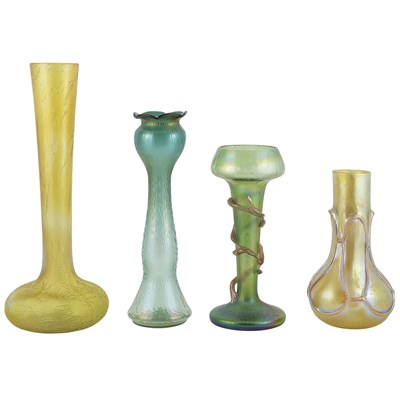 Lot 440 - Group of Four Bohemian Iridescent Glass Vases...