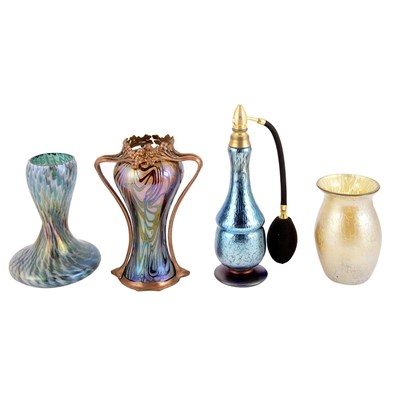 Lot 437 - Group of Three Unsigned Loetz Glass Articles...