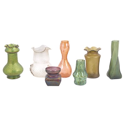 Lot 438 - Group of Seven Bohemian Glass Vases Circa 1900...