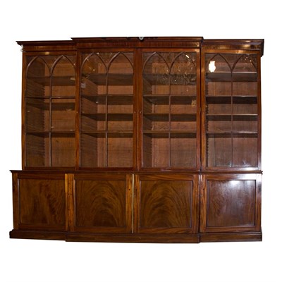Lot 293 - Late George III Mahogany Breakfront Bookcase...
