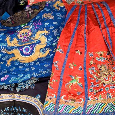 Lot 212 - Chinese Silk Robe 19th Century Embroidered...
