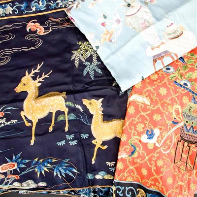 Lot 200 - Group of Three Chinese Silk Panels 19th...