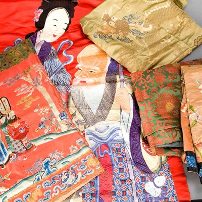 Lot 203 - Group of Five Chinese Silk Textiles 19th...