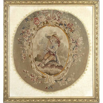Lot 376 - Framed French Petit Point Panel Of oval form,...