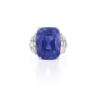 Lot 329 - Platinum, Sapphire and Diamond Ring