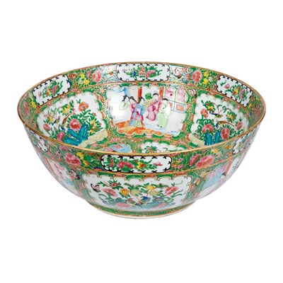 Lot 485 - Chinese Export Rose Medallion Punch Bowl...