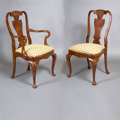 Lot 86 - Set of Twelve Queen Anne Style Mahogany Dining...