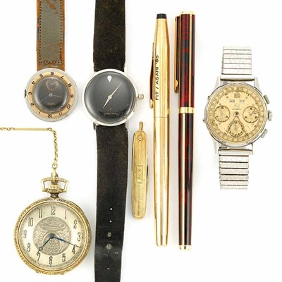 Lot 913 - Three Gentleman's Wristwatches, One Open Face Pocket Watch and Two Pens