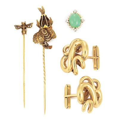 Lot 828 - Group of Gold and Metal Jewelry