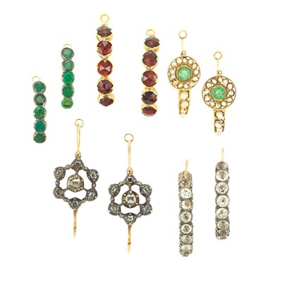 Lot 397 - Five Pairs of Gold, Silver, Diamond and Stone Earrings