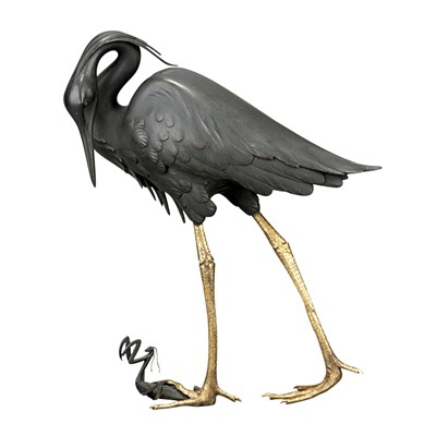 Lot 84 - Gilt and Patinated-Bronze Figure of a Crane...